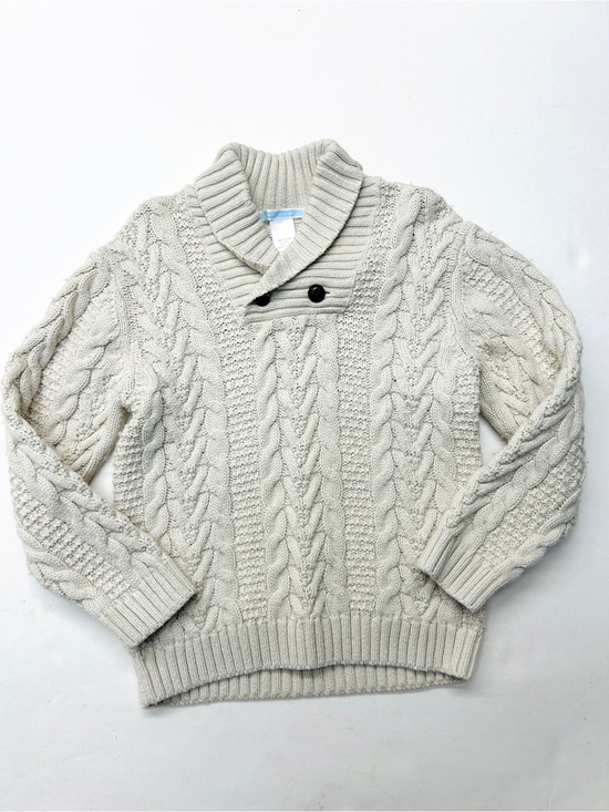 Janie and Jack Other - Janie and Jack Shawl Collar Cable Knit Sweater Pullover Cream Wool Blend
